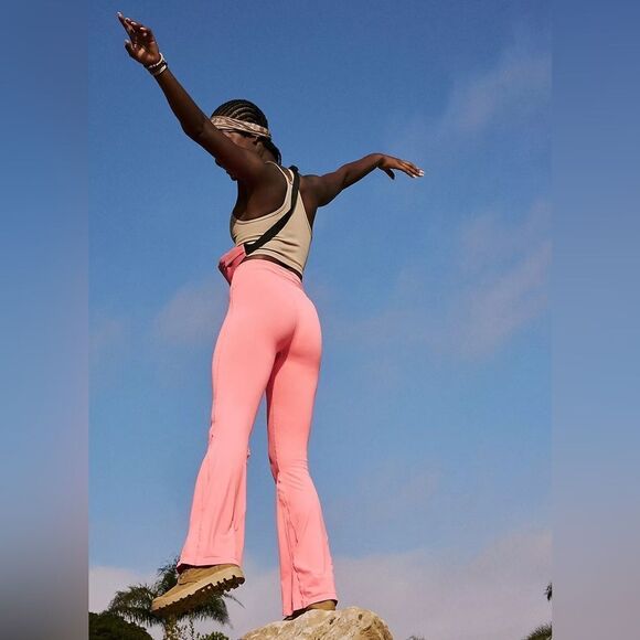 Free People FP Movement good karma bright coral flare high rise yoga leggings - Picture 4 of 12